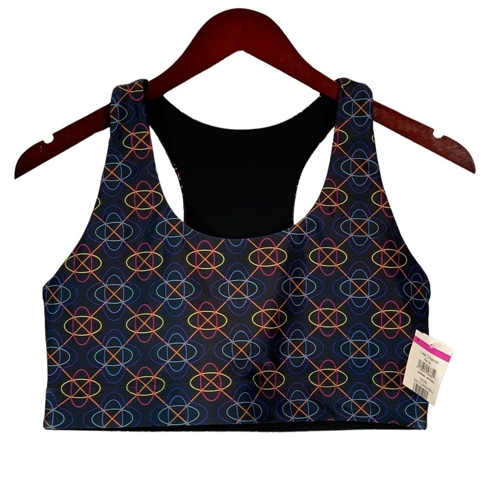 Terez Hi-Shine Racerback Yoga Running Spinning Colorful Orbit Pattern - Large